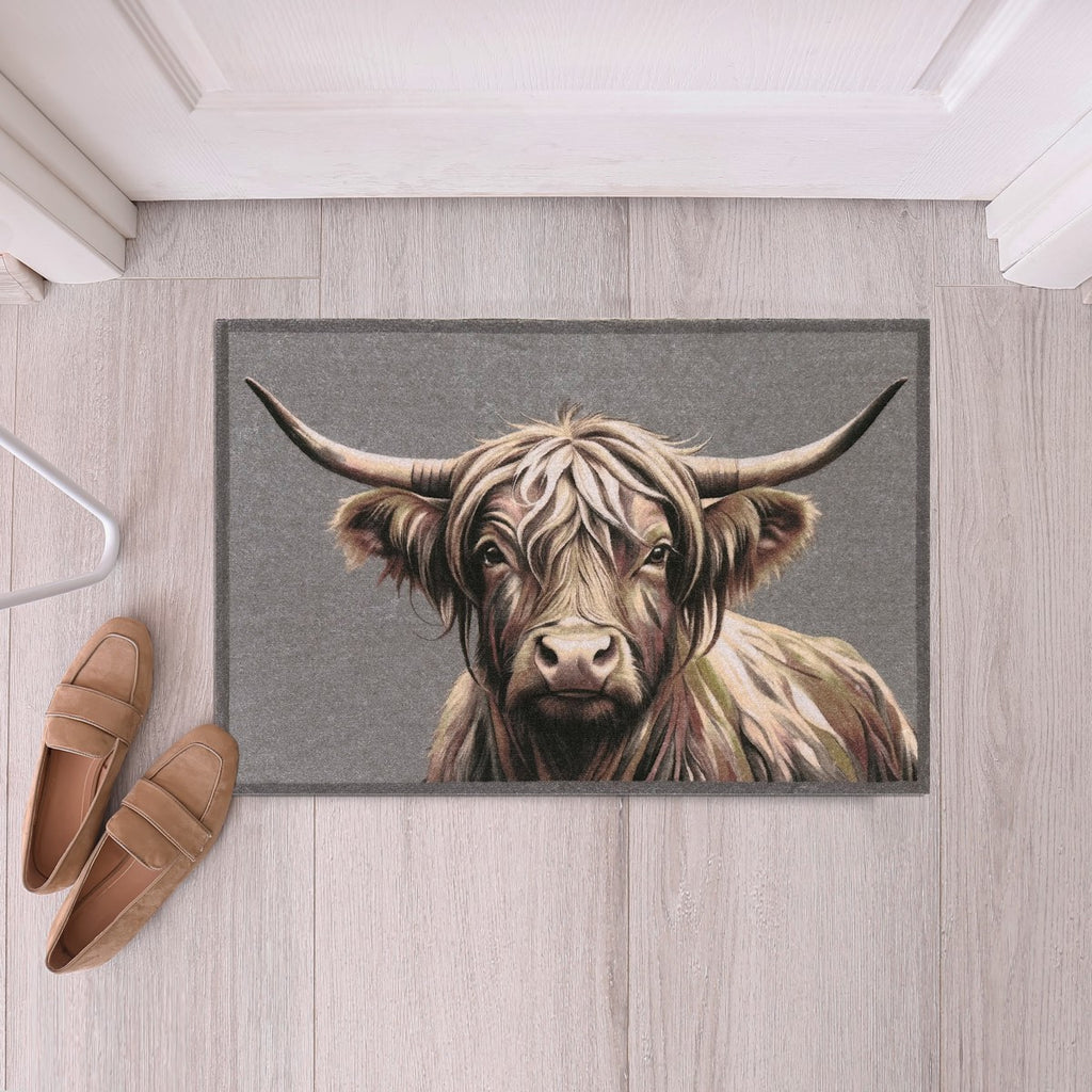 Knightsbridge Highland Cow Brown Doormat