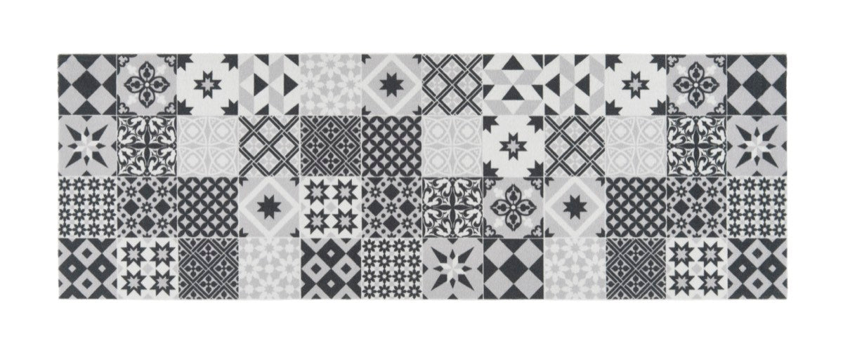 Knightsbridge Victorian Tile Black Doormat