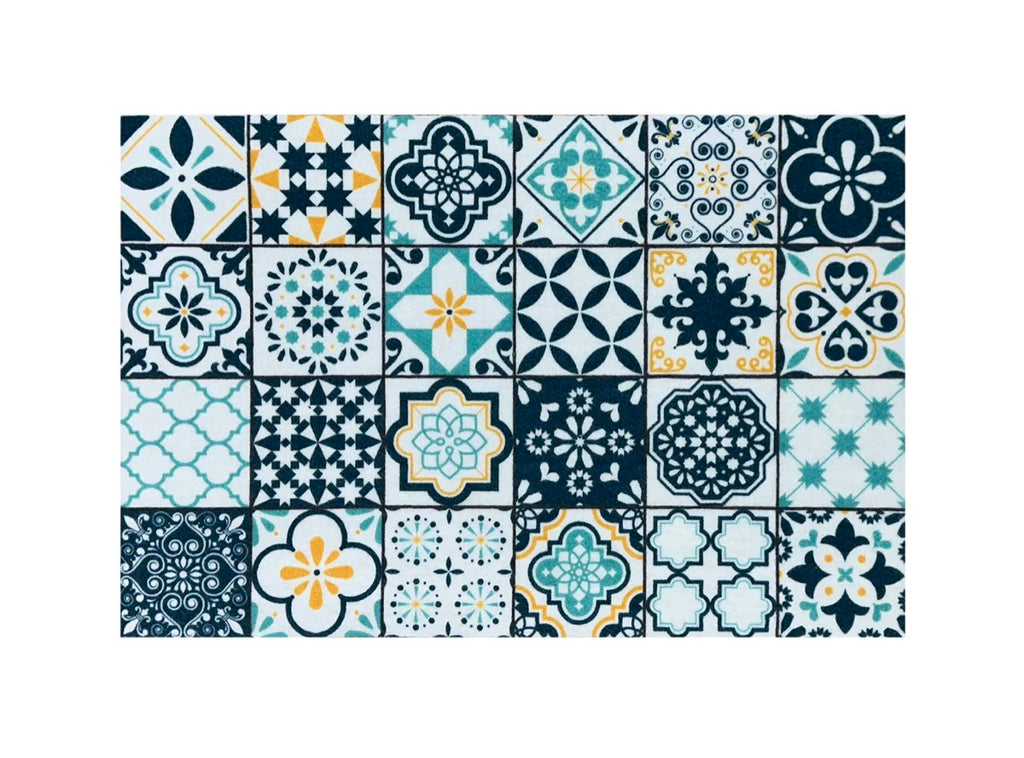 Knightsbridge Victorian Tile Teal Doormat