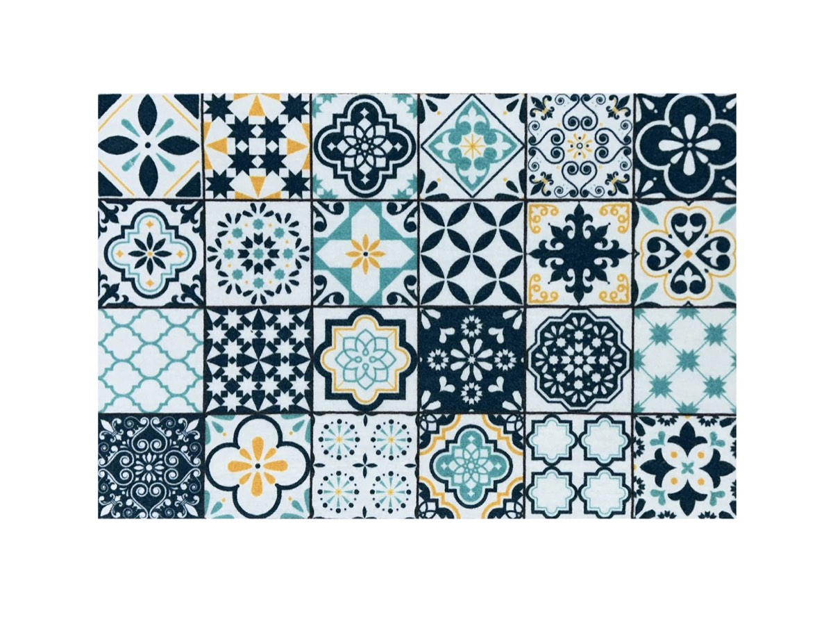 Knightsbridge Victorian Tile Teal Doormat