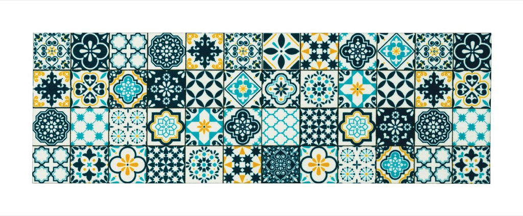 Knightsbridge Victorian Tile Teal Doormat