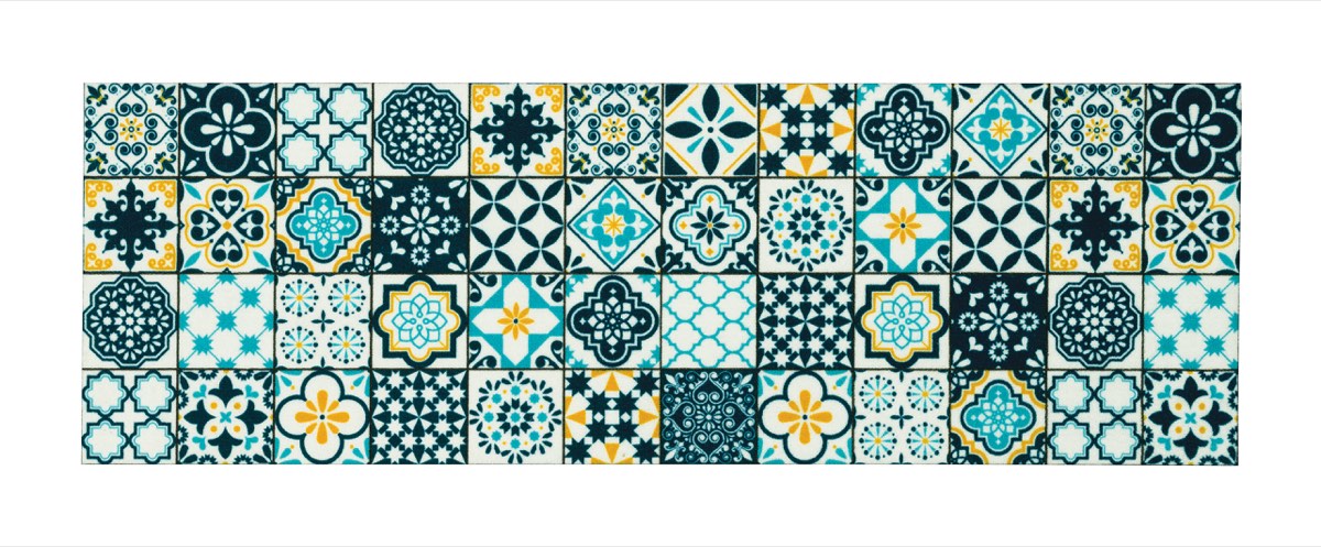 Knightsbridge Victorian Tile Teal Doormat