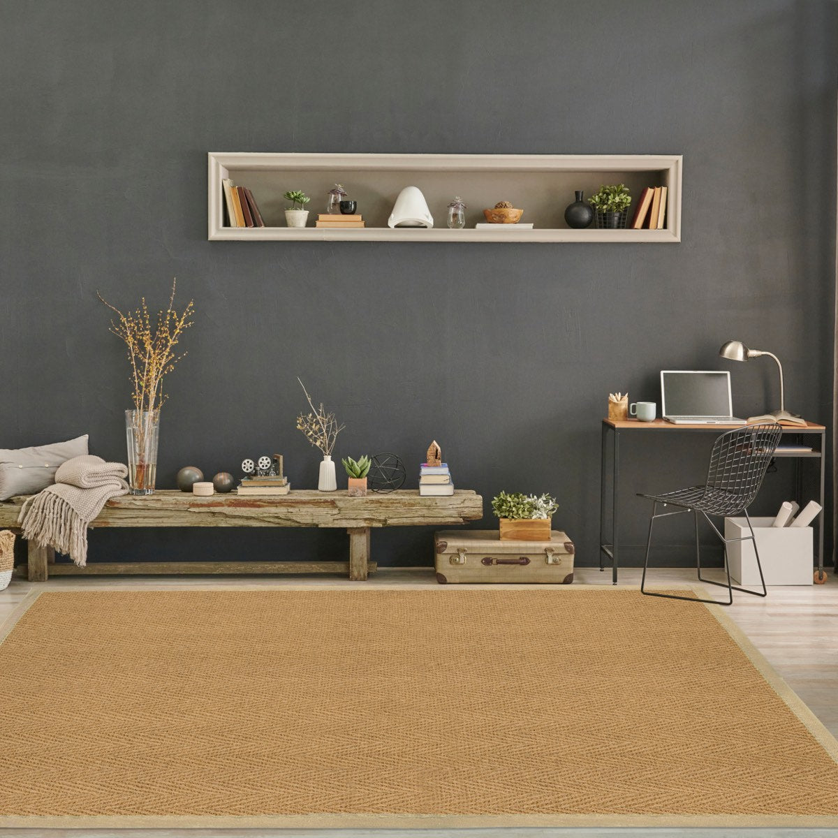 Natural Herringbone Natural Rug