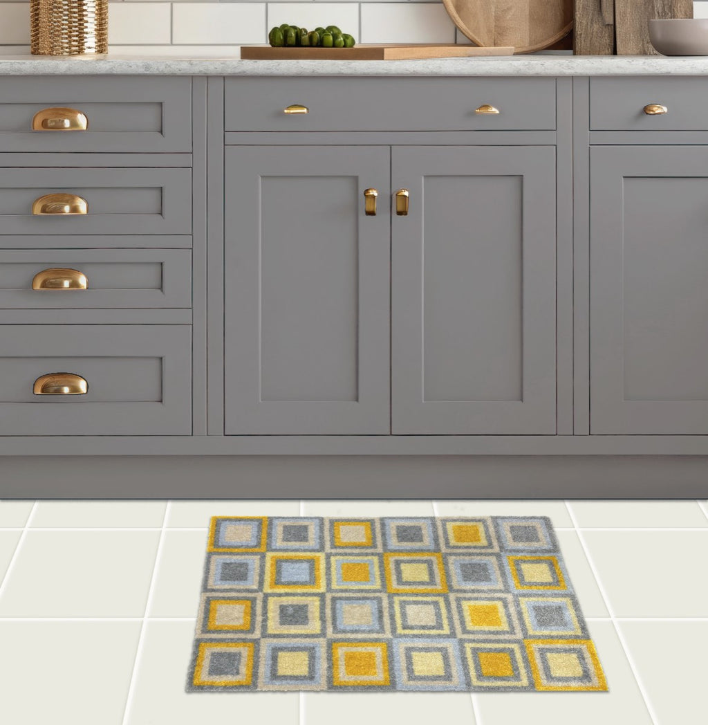 Recylon Abstract Cube Skygold Doormat