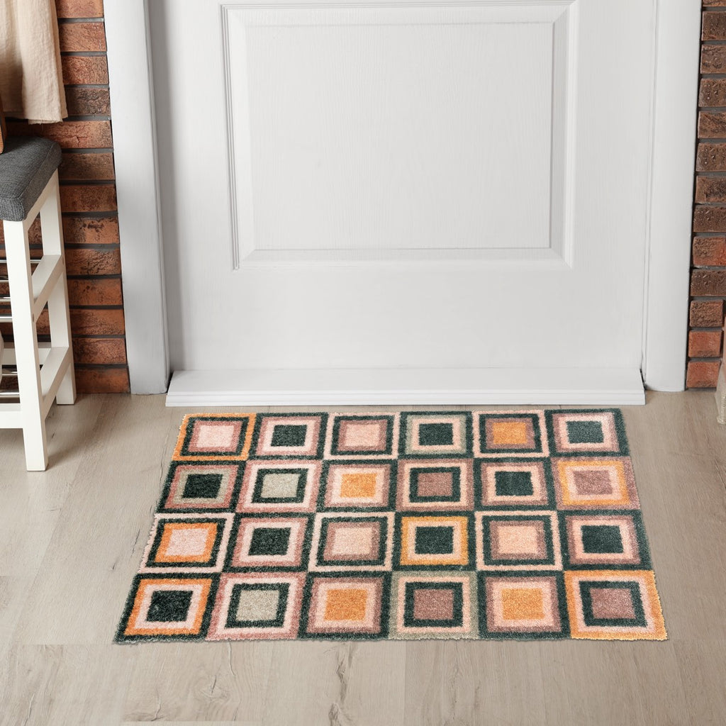 Recylon Abstract Cube Teal Doormat