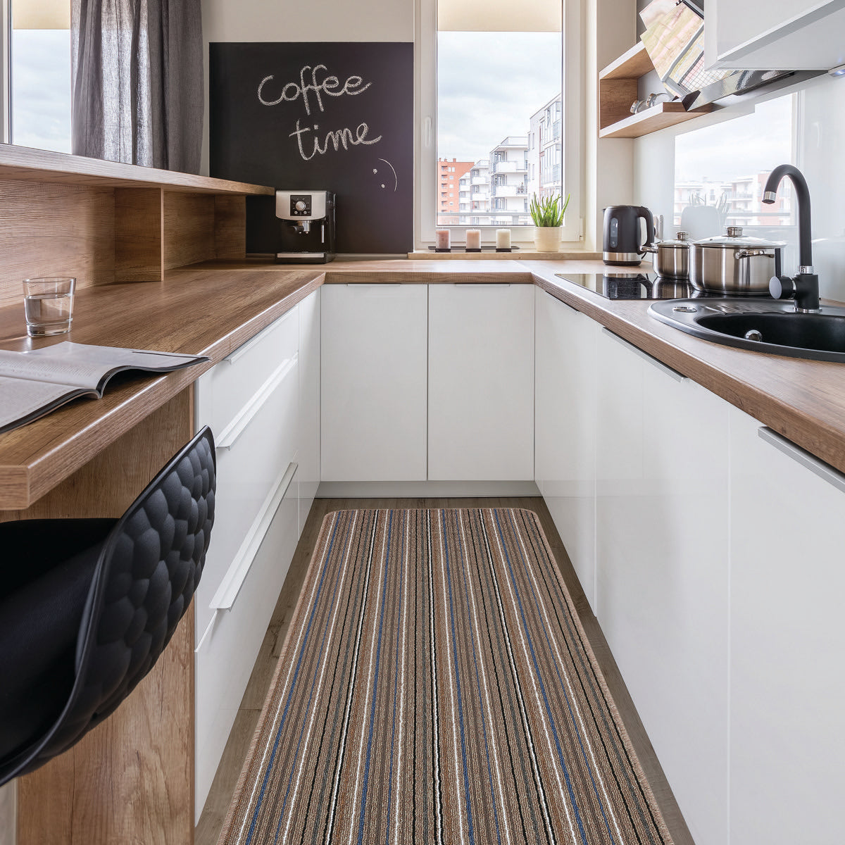 Stockholm Mocha/Blue Washable Mat