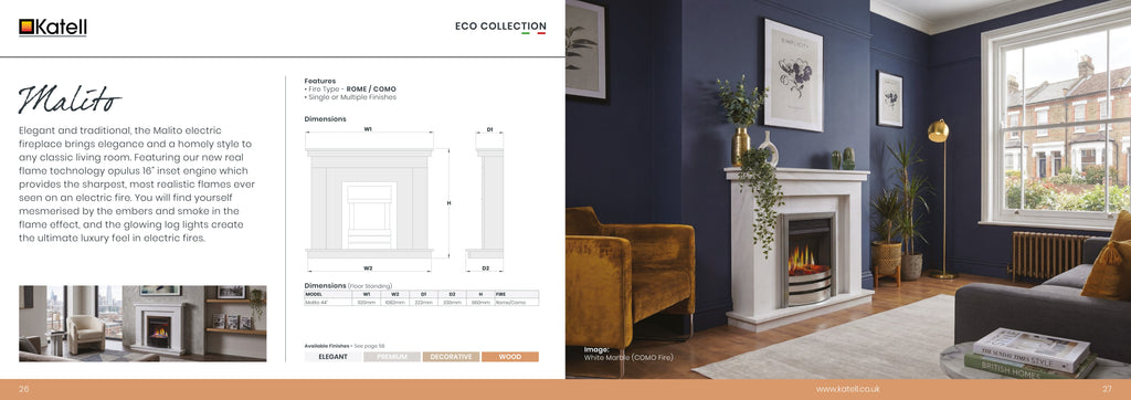 Katell Malito electric fireplace in a room setting