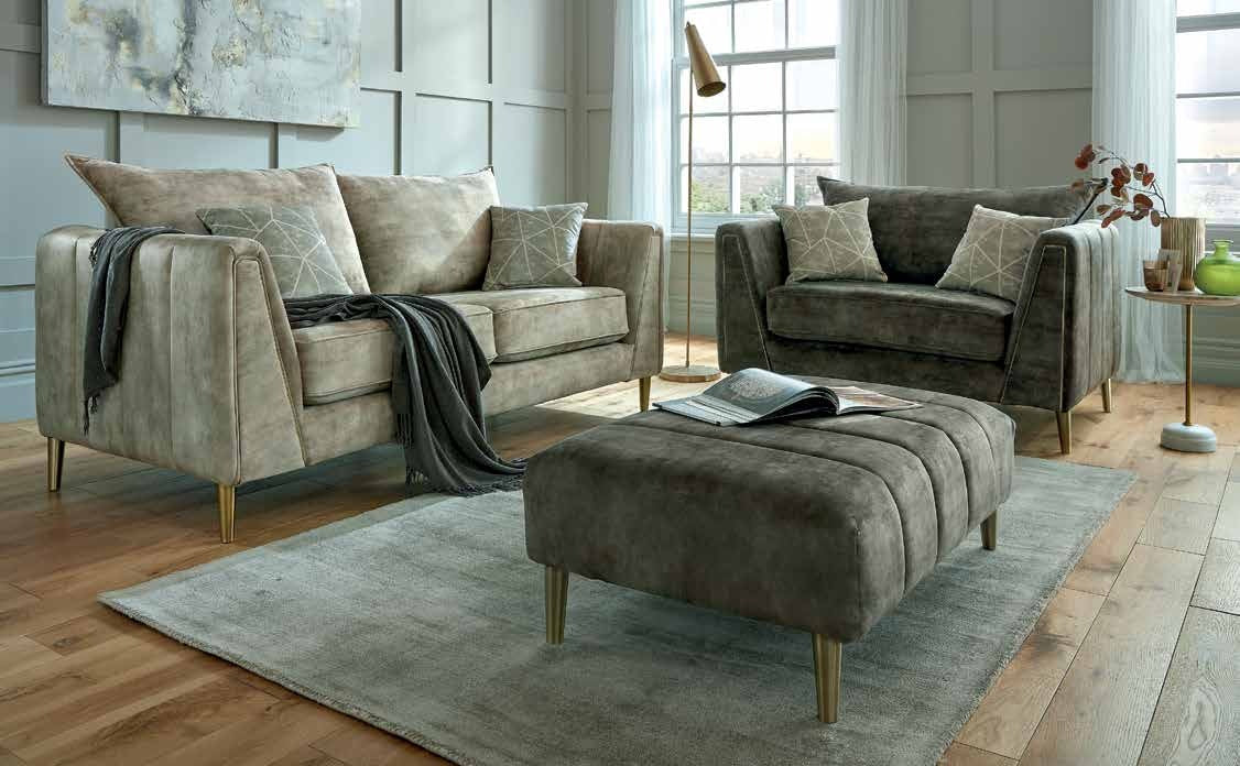 Milano fabric sofa range with fluted footstool