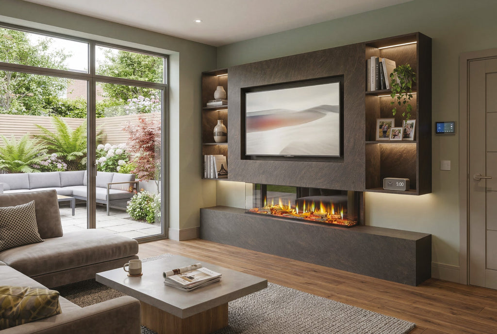 Katell Montiano media wall electric fireplace