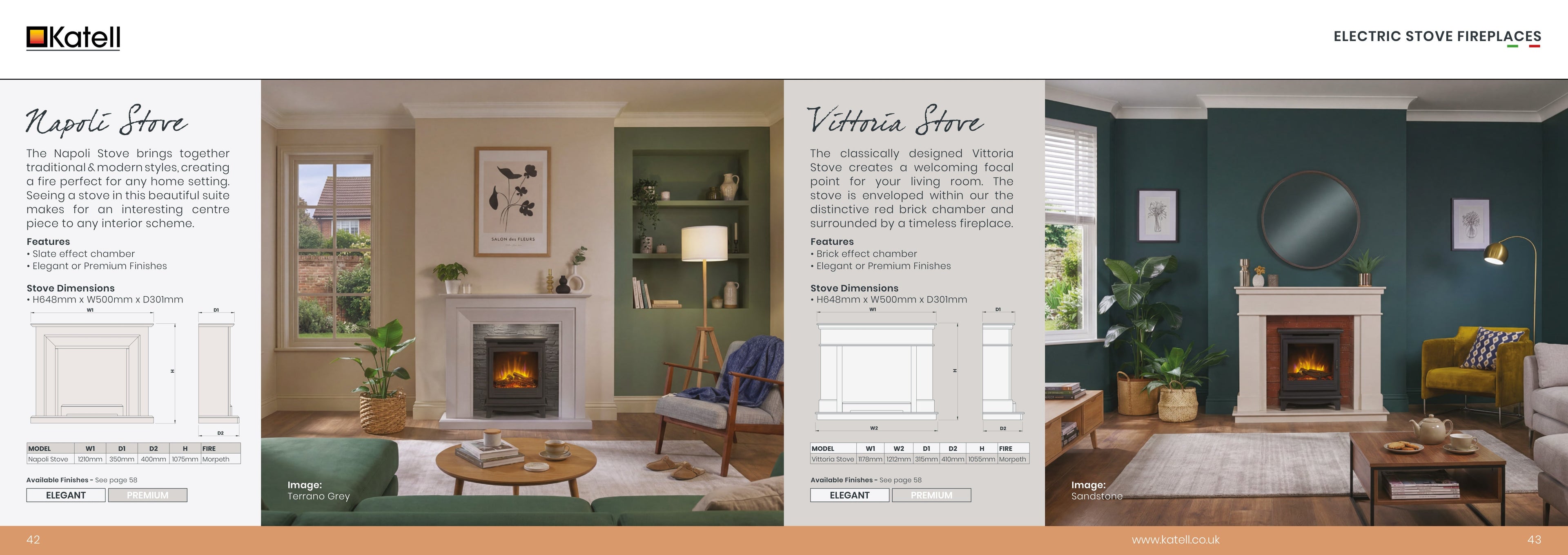 Katell stove suite in a room setting