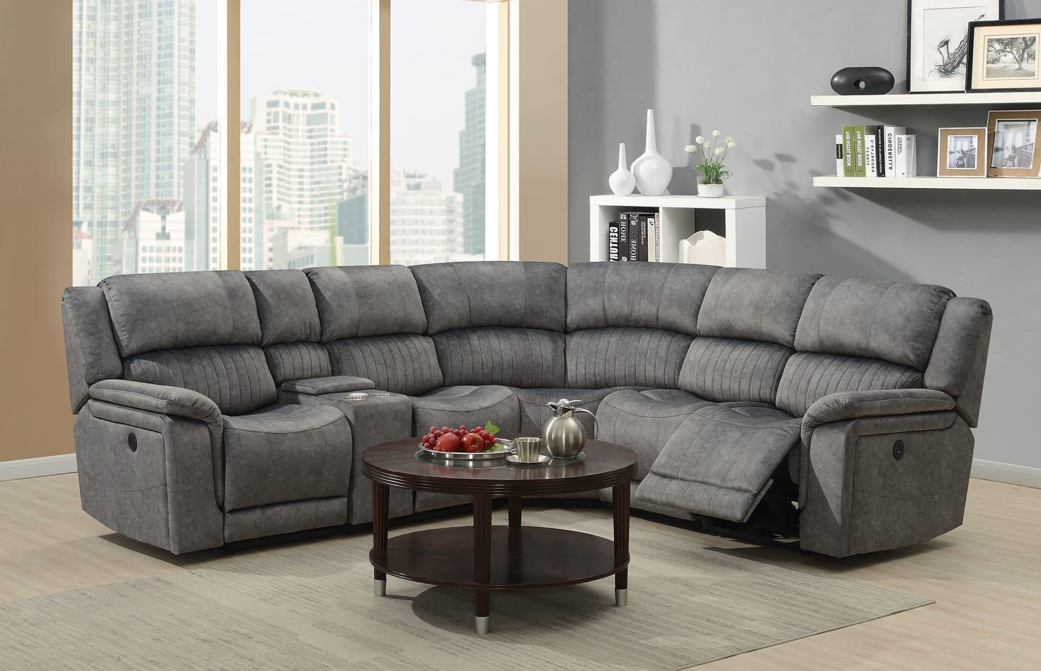 Onyx slate grey modular recliner corner group