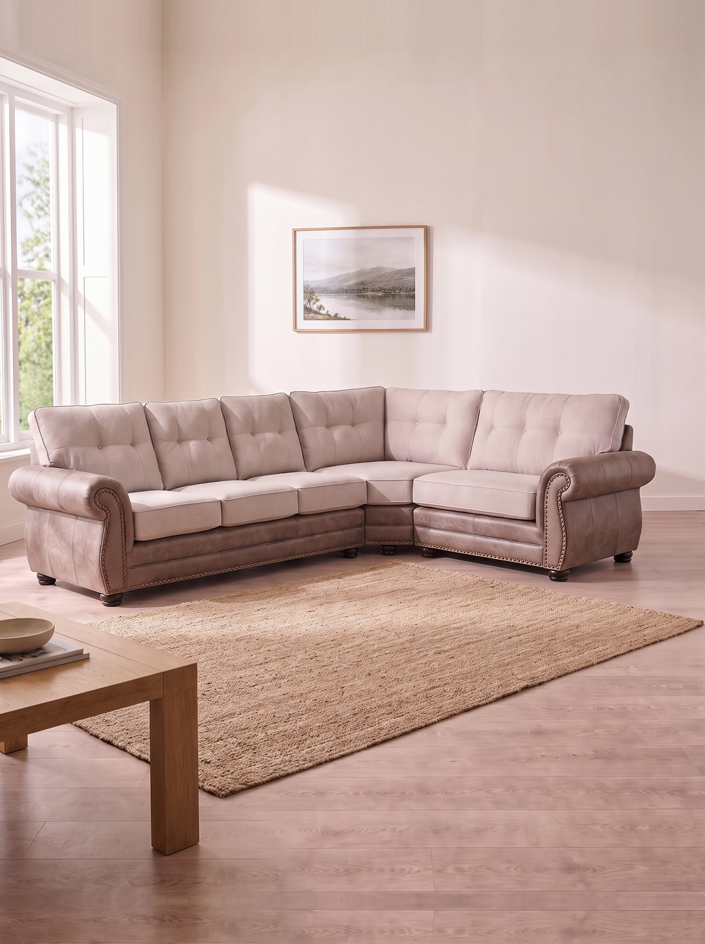 Oxford 3 Corner 1 Sofa – in a living room