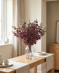 Pack of 6 x 100cm Artificial Eucalyptus Foliage Burgundy styled in a room