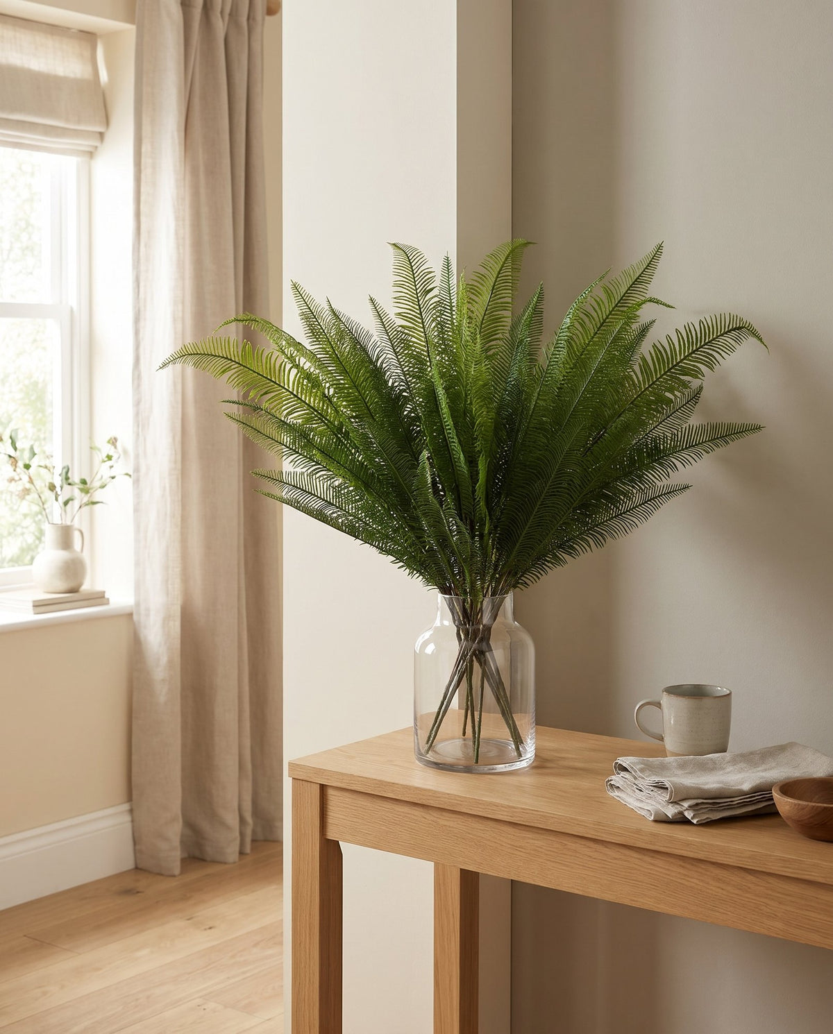 Pack of 6 x 100cm Artificial Fern Spray styled in a room