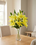 Pack of 6 x 100cm Large Yellow Lily Stem - 18 Flowers styled in a room