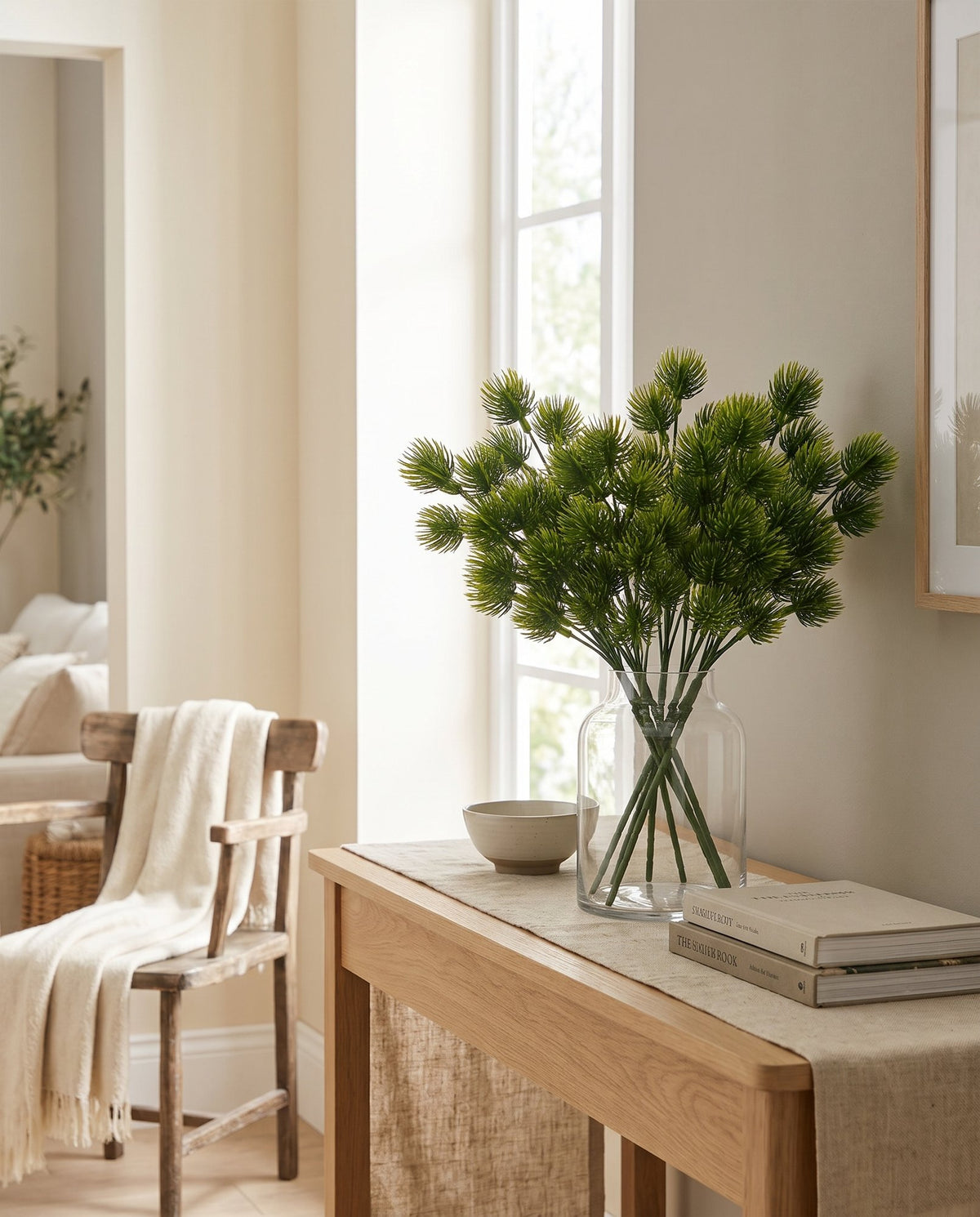 Pack of 6 x 30cm Artificial Cedrus Libani Pine Style Foliage Plant Stem styled in a room