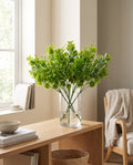 Pack of 6 x 32cm Artificial Leafy Foliage Stem Plant Faux Green Decorative Fillers styled in a room