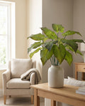 Pack of 6 x 50cm Artificial Green Plastic Leaf Stem styled in a room