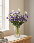 Pack of 6 x 80cm Artificial Purple Wild Rose Stem - 36 Flowers styled in a room