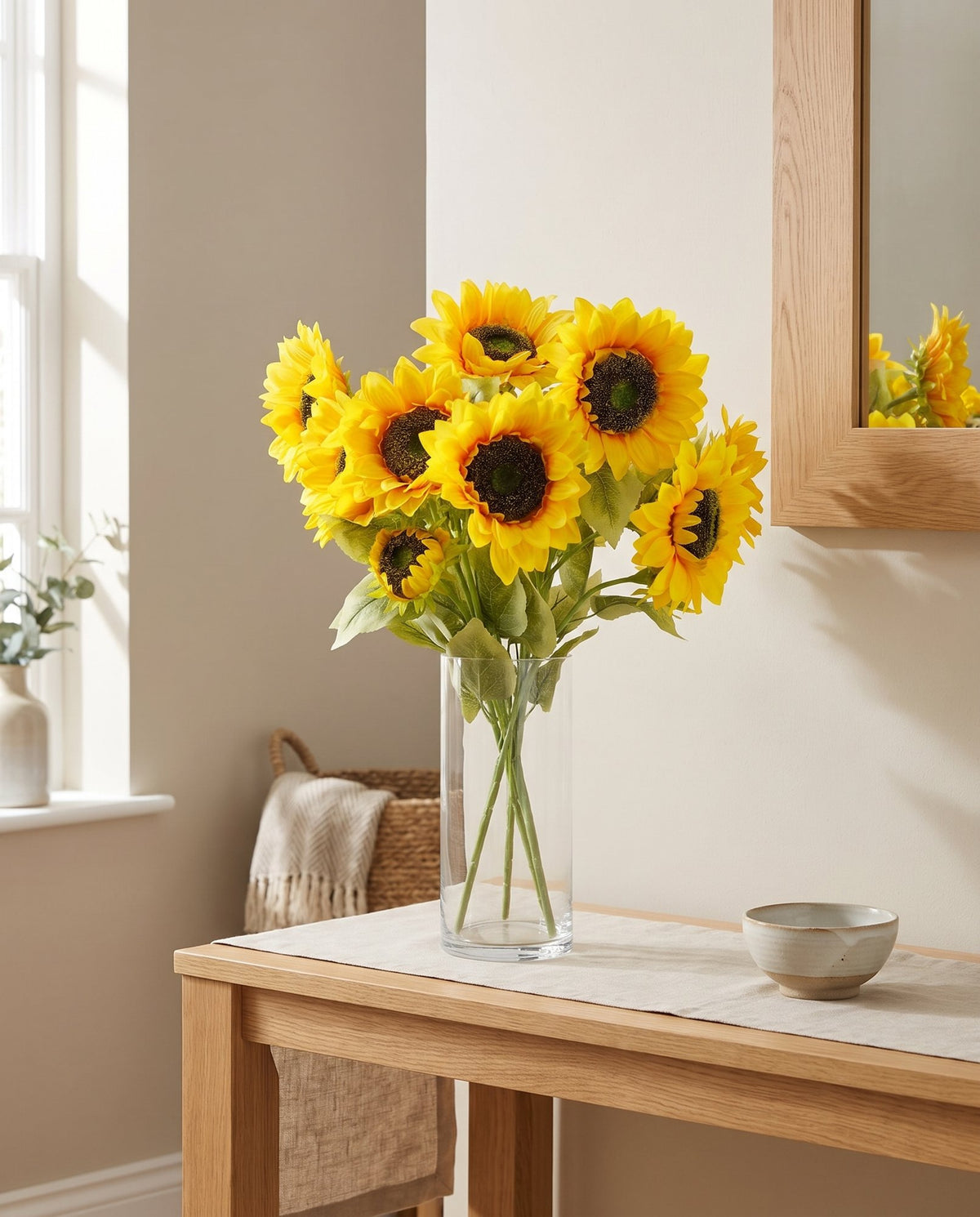Pack of 6 x 88cm Yellow Artificial Sunflower - 18 heads styled in a room