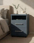 Braemar two drawer narrow bedside in Alby Blue