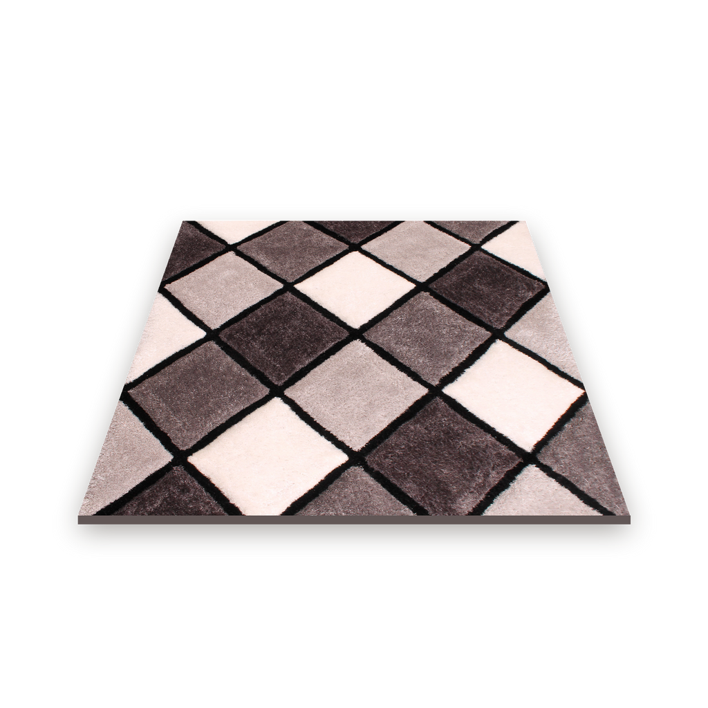 3D Carved Diamond Grey Rug, 160 x 225cm, view in your room