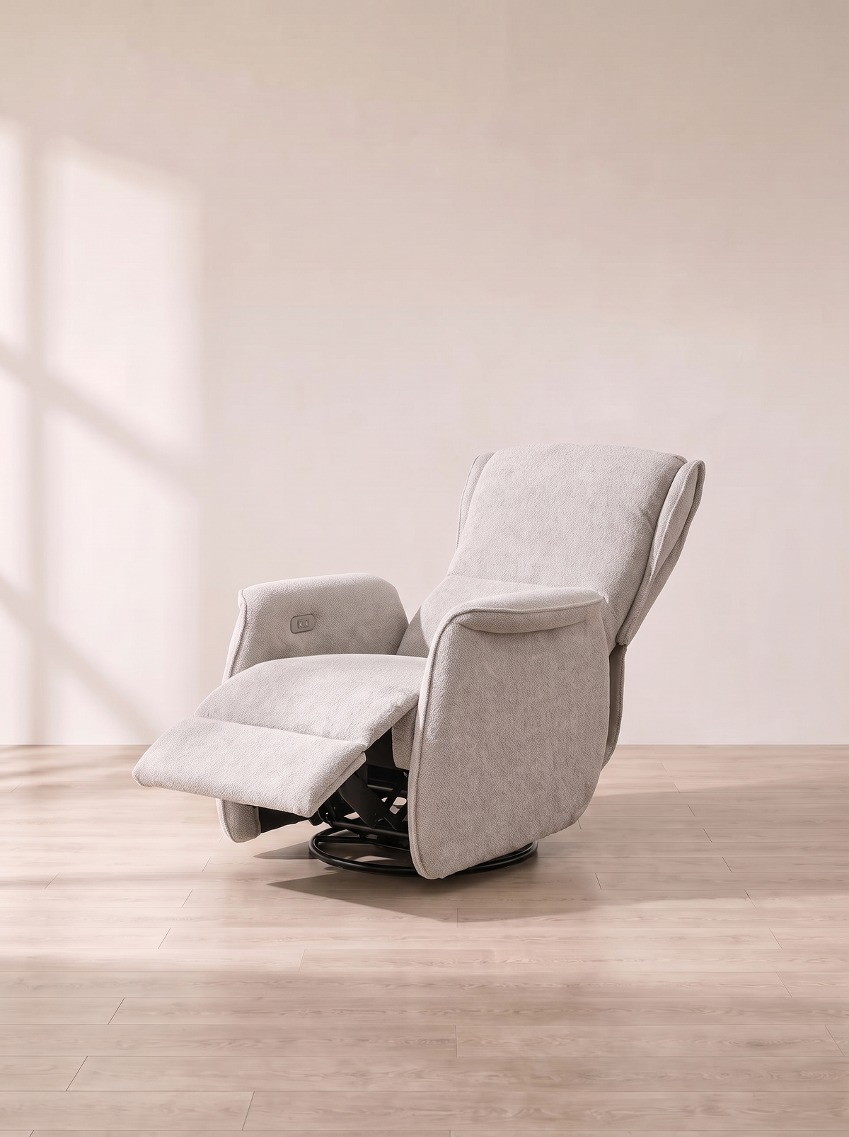 Rocky Power Rocking Recliner Chair – fully reclined with footrest raised