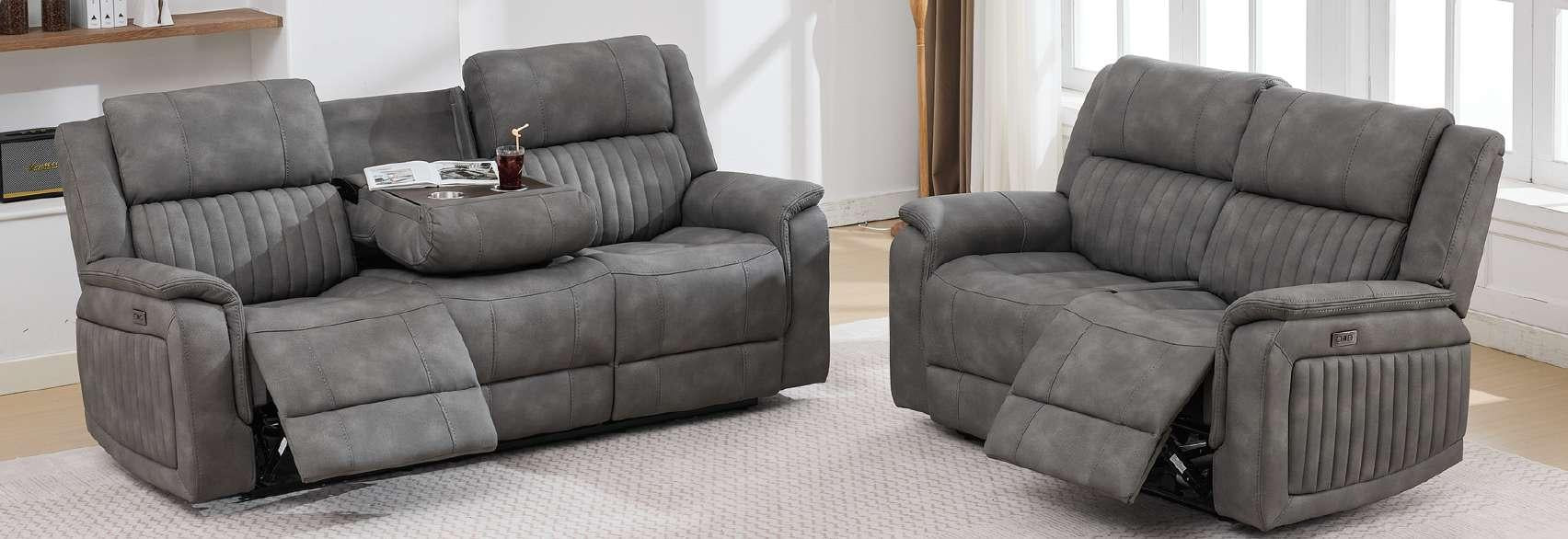 Roma fabric power recliner suite in Grey