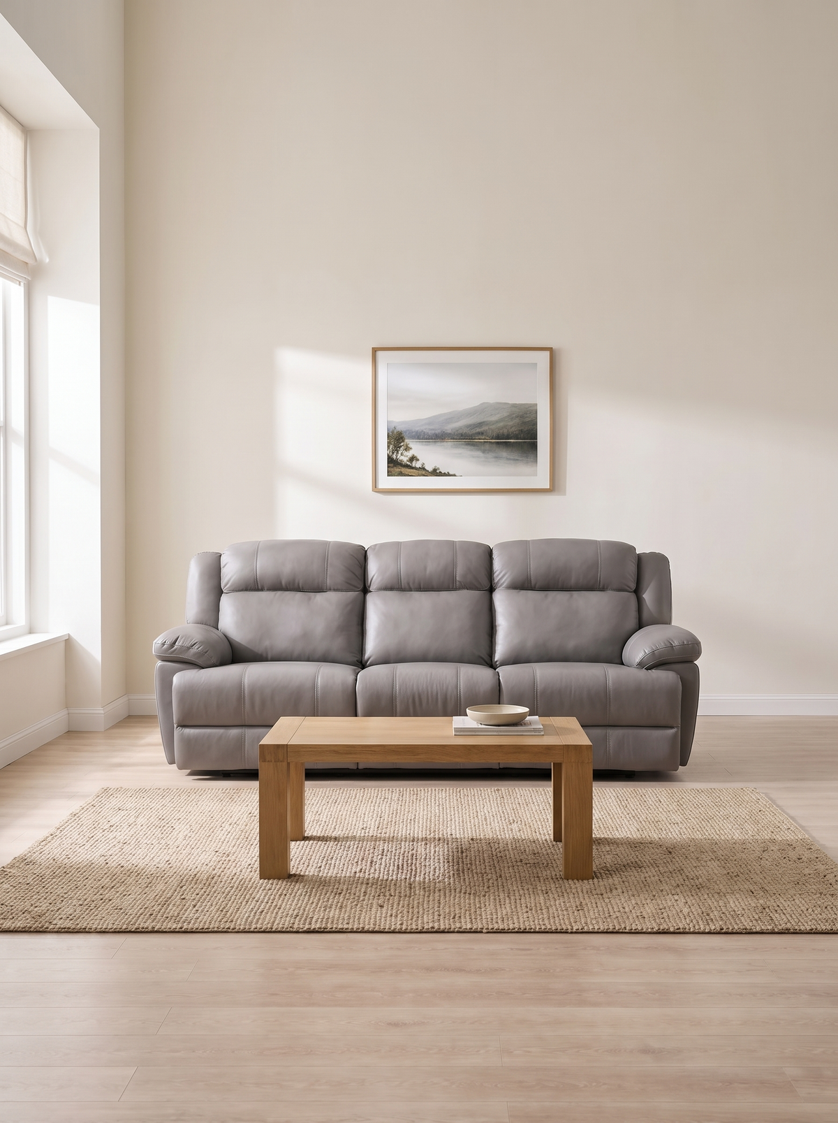 Rosslyn Leather Power Recliner Suite – in a living room