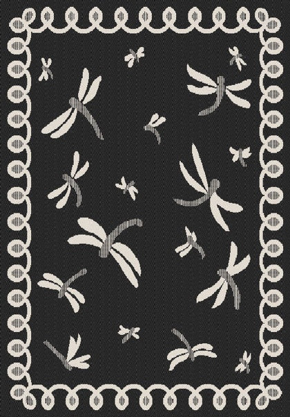 Terrace Dragonfly Black Rug
