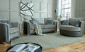 Rutland fabric corner sofa with cuddler swivel chair