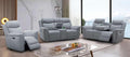 Tamla corded fabric recliner suite in Silver