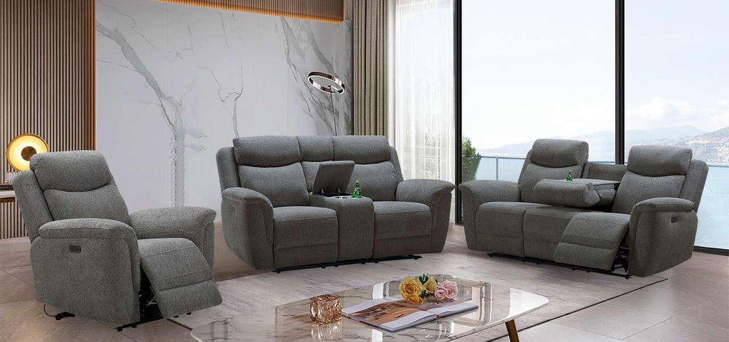 Tamla corded fabric recliner suite in Taupe