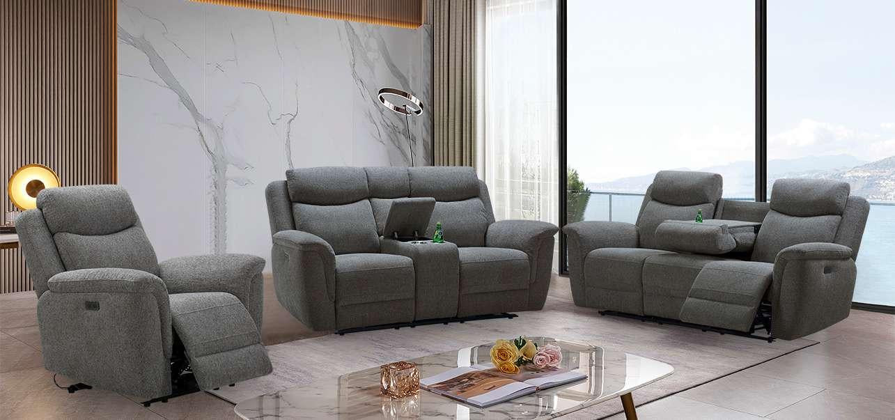Tamla corded fabric recliner suite in Taupe