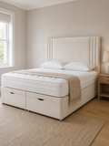 Titan Ottoman Storage Opening Divan Set & 24" HB Package Deal – in a bedroom
