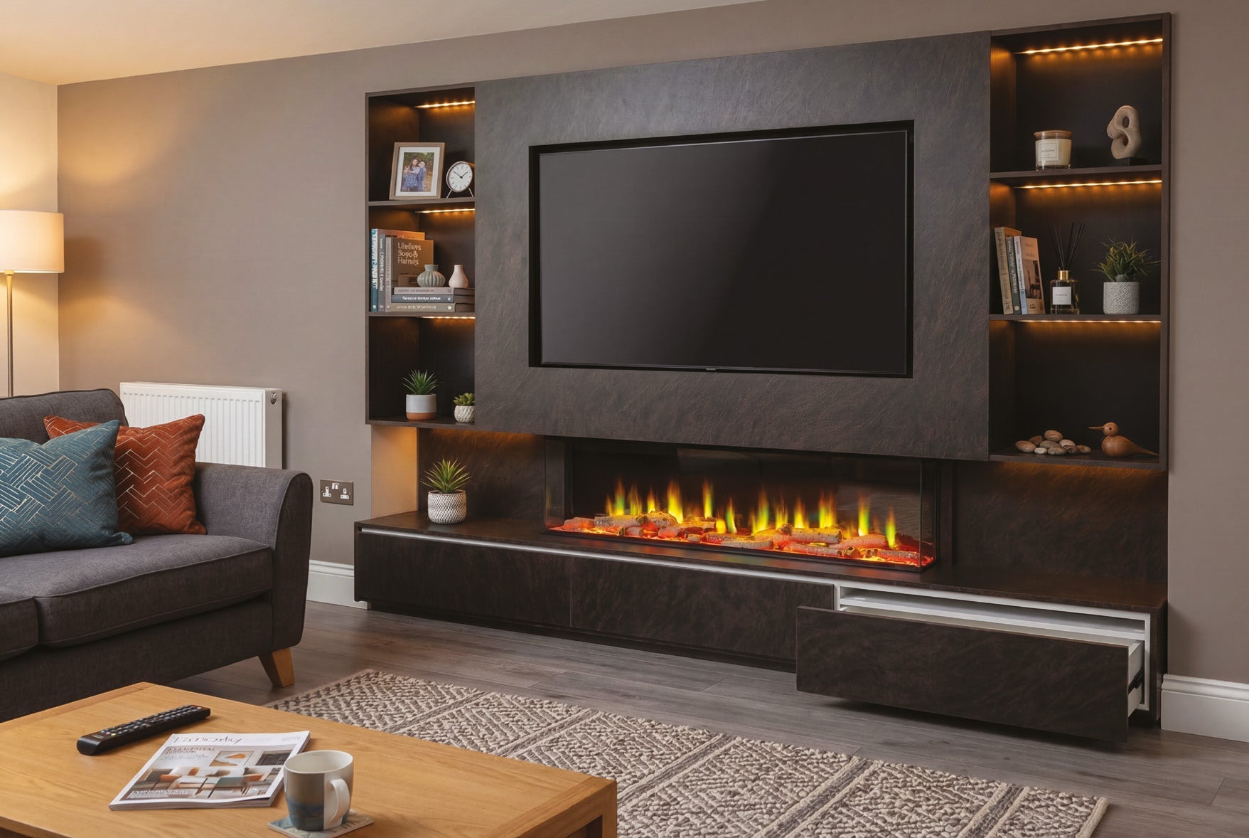 Katell Triora media wall electric fireplace
